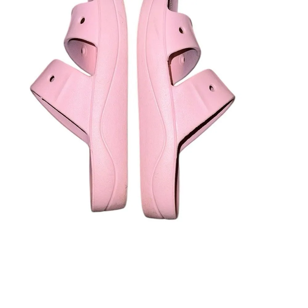CROCS Light Pink Slide Sandals Size 9 - Image 3