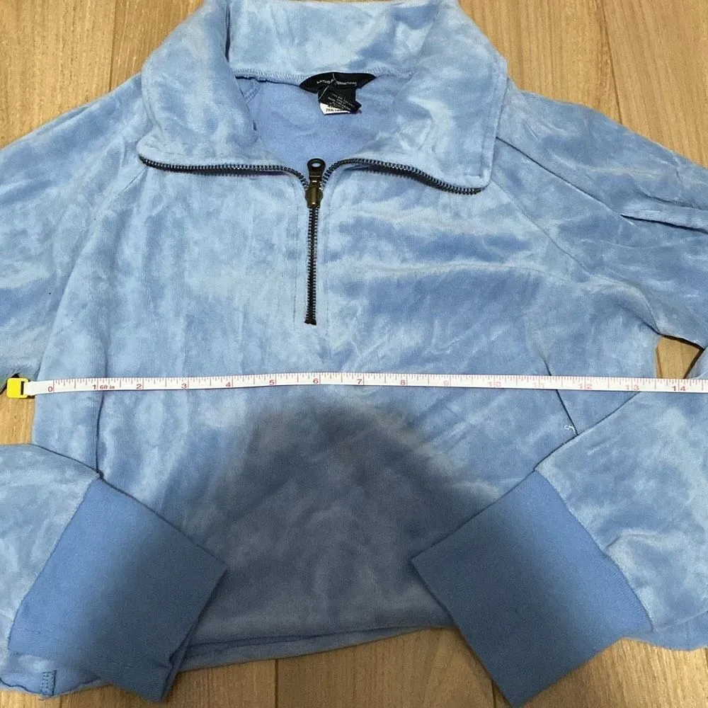Moda international blue velour sweater size small Blue - Image 3