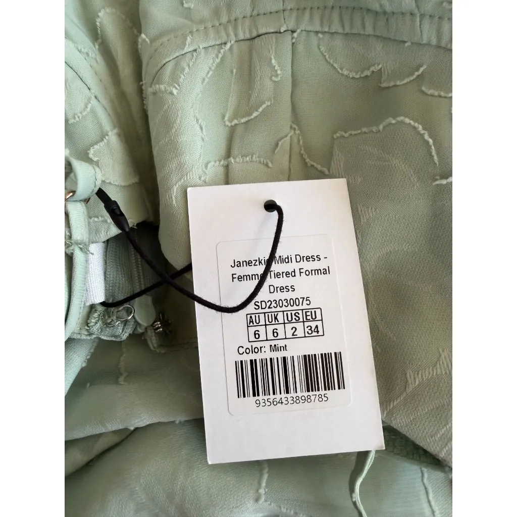 SHOWPO Janezkie Light Green Formal Tiered Gown Size US 2 NEW NWT - Image 2