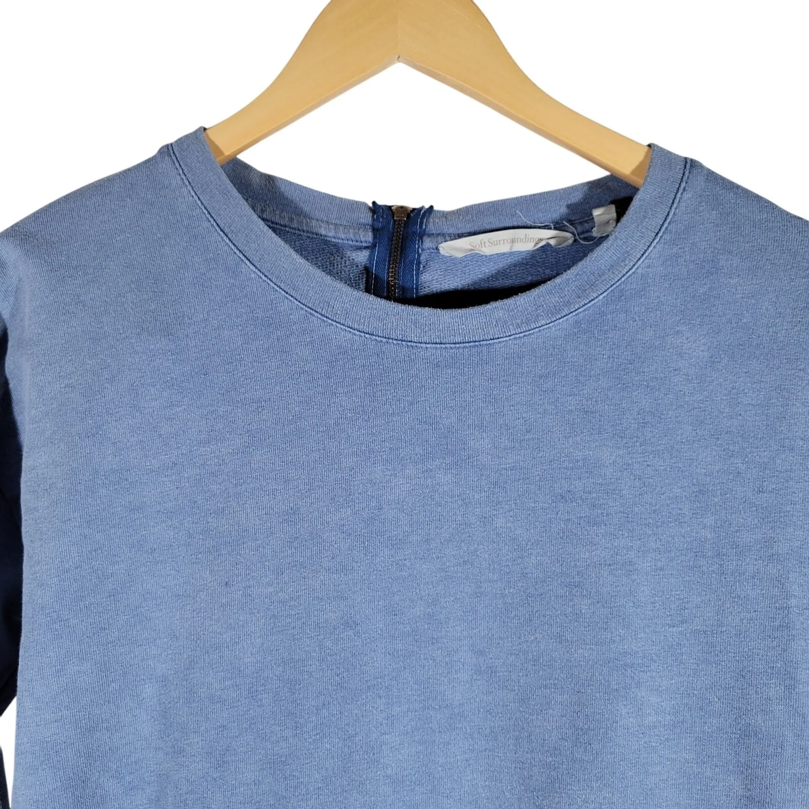 Soft Surroundings Blue Ocean On The Go Pocket Pullover Tunic Sweatshirt S - Image 4