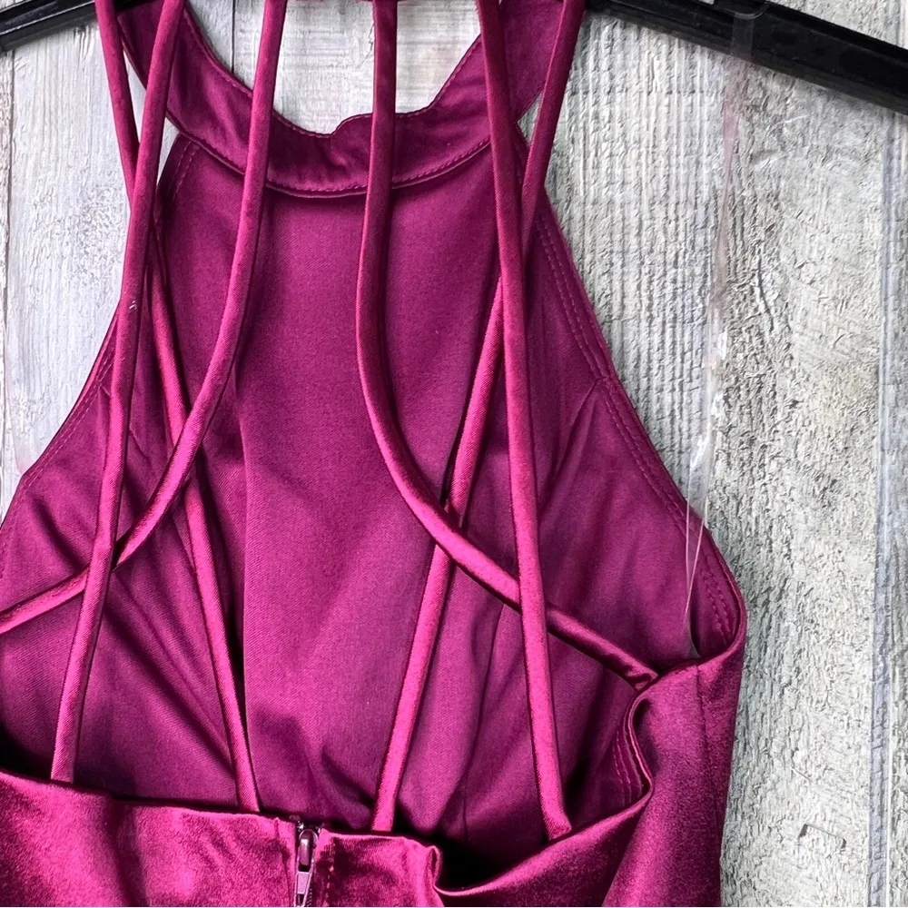 Crystal Dolls Sz 3 Jr Burgundy Lined Sleeveless Halter Short Party Dress… - Image 14