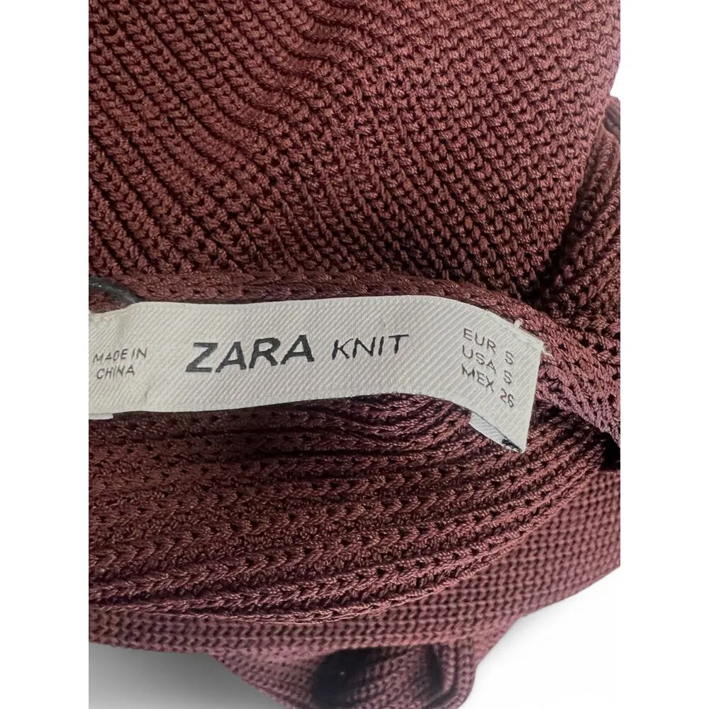 Nwt ZARA | S | Dress Knitwear Collection Long Double V-neck Slip Choc Brown - Image 6
