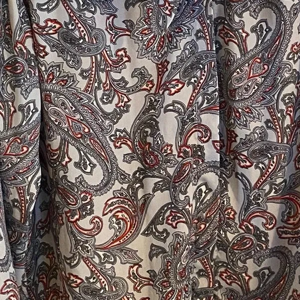 Vintage Secretary Blouse Paisley Gray red Pus*y Bow 70s 80s Fall Holiday attire Size 16 - Image 4