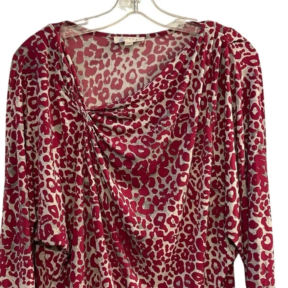Kenar Women's M Fuchsia Leopard Print 3/4 Sleeve Blouse - Image 2