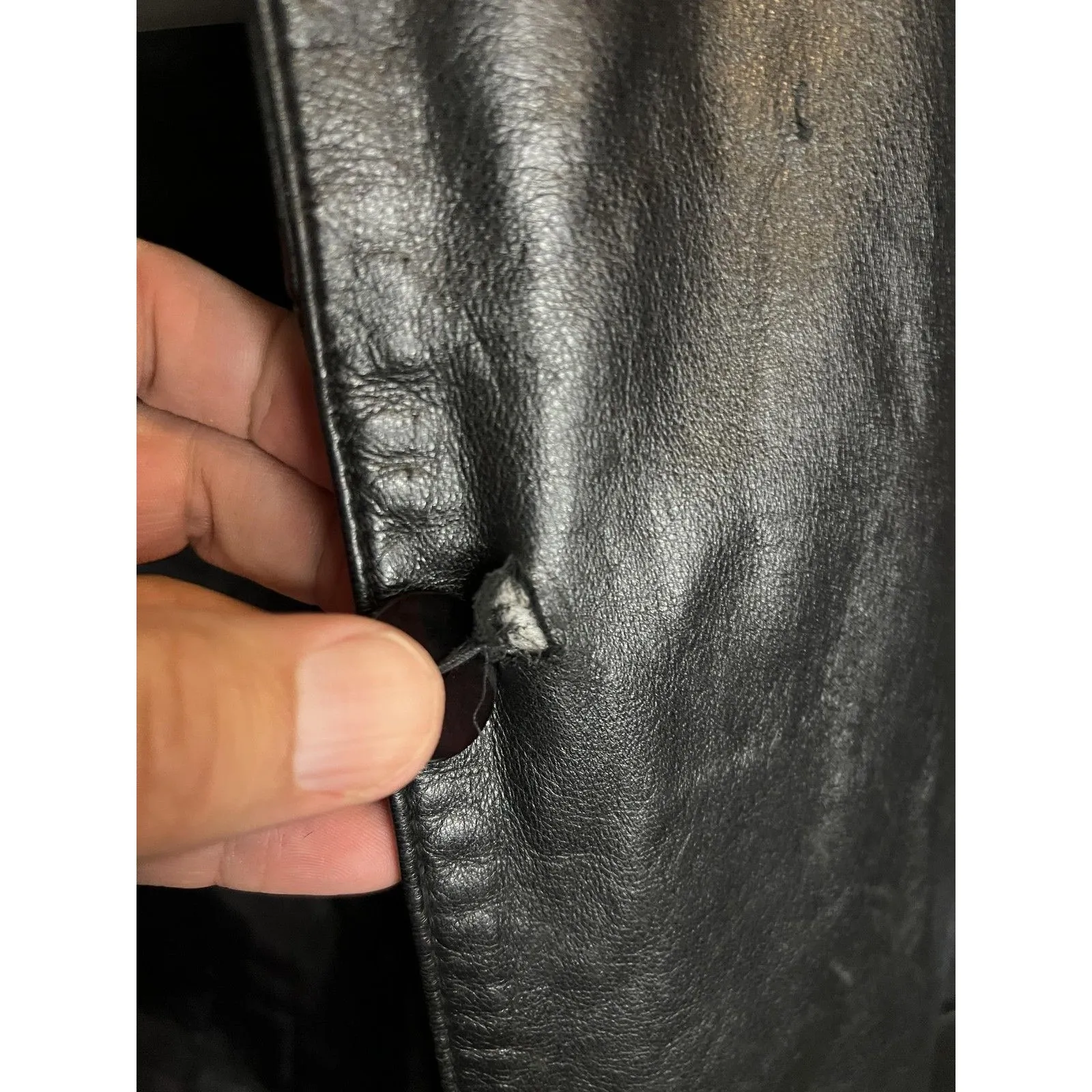 Vintage AVANTI Leather Coat Womens Medium Black Long Duster 3/4 Sleeve Lined 80s - Image 12