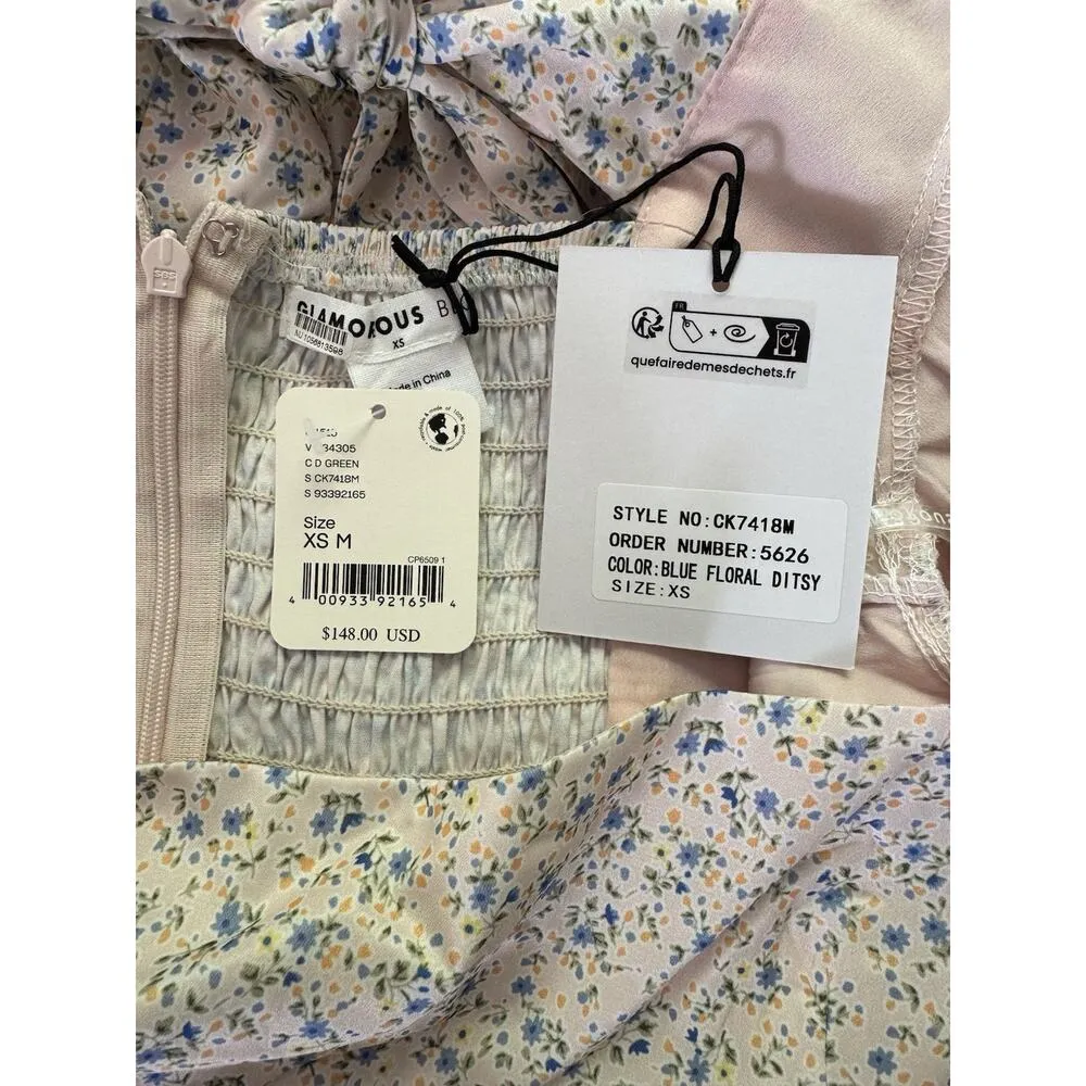 NWT Glamorous Bloom Maternity Ditsy Floral Smocked Straight Leg Jumpsuit Sz XS - Image 7