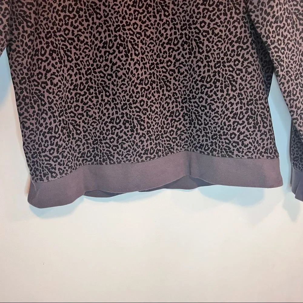 J Crew Factory Leopard Animal Print Crewneck Pullover Cotton Sweatshirt Gray Size M - Image 6