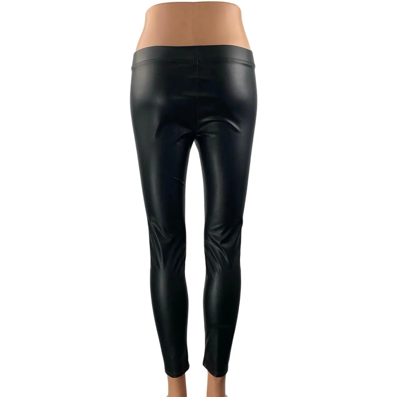 J.Crew Crewcuts Black High Waisted Faux Leather Vegan Leggings Pants Size 12 - Image 3