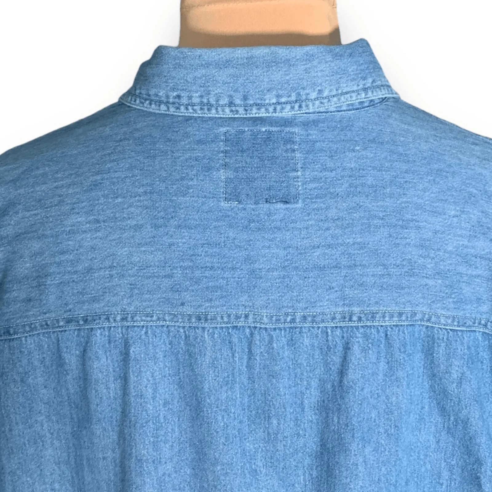 Vintage 90s Chambray Denim Shirt Embroidered Farmhouse Teddy Bears Apples Plus Blue Size undefined - Image 6