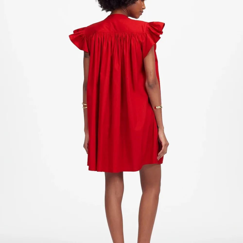 NWT Madewell Red Flutter Sleeve Button Front Mini Dress Poplin 100% Cotton XXS - Image 2