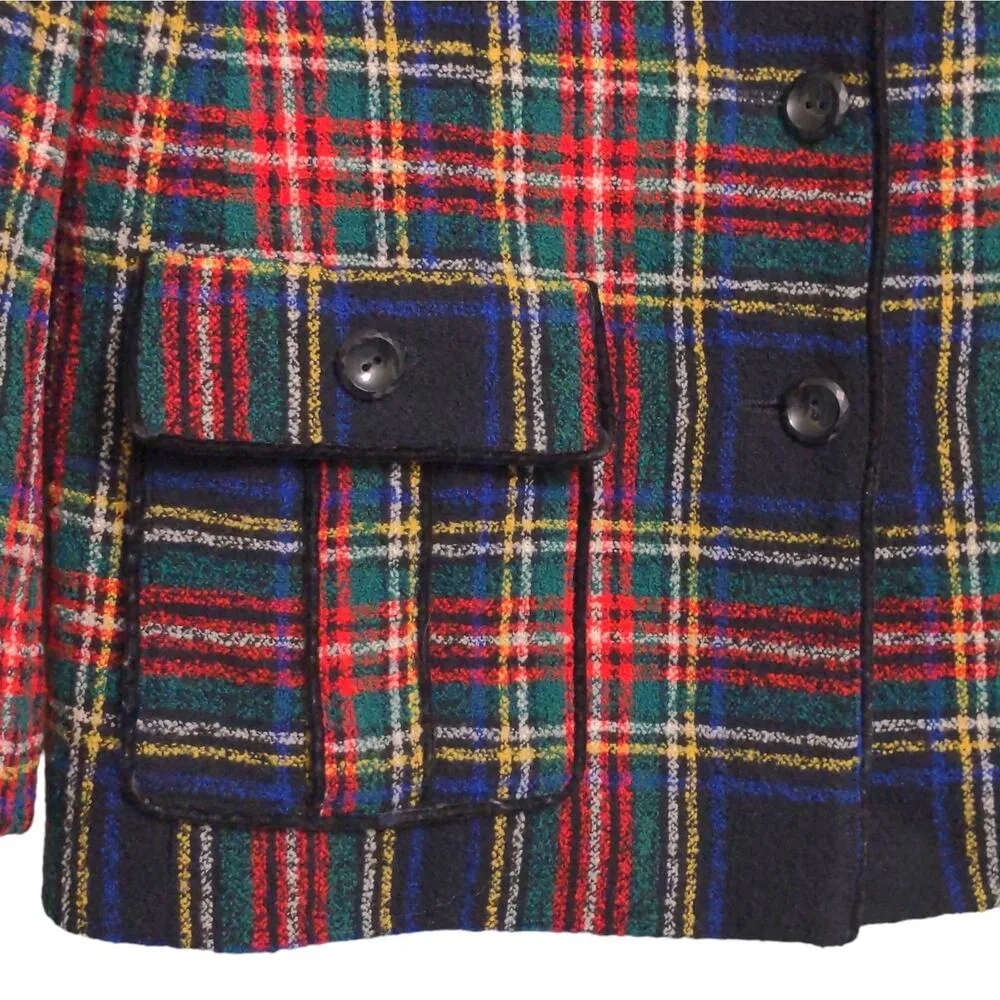 Giorgio Grati Womens Blazer Red Black Plaid Buttons Flap Pockets Italy VTG L - Image 2