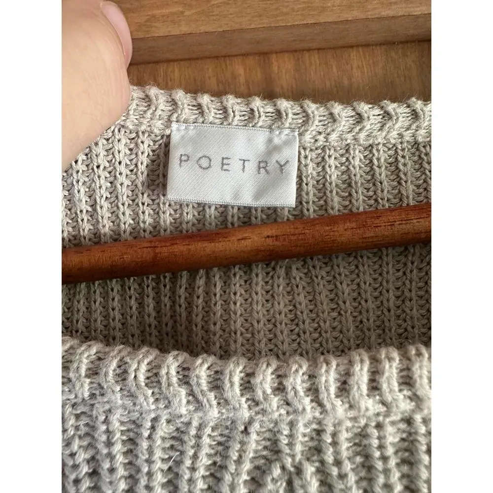 Poetry Taupe 3/4 Button Sleeve Knit Sweater Cotton/Linen Blend Women’s size 10 - Image 5