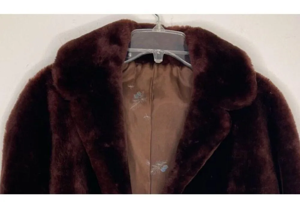 Vintage 40s 50s Mouton Fur Coat Jacket Dark Brown - Image 2