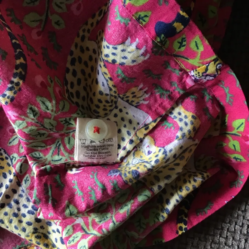 Printfresh Bagheera Pajama Top Pink Leopard Wildest Dreams Cotton L Short Sleeve Size L - Image 6