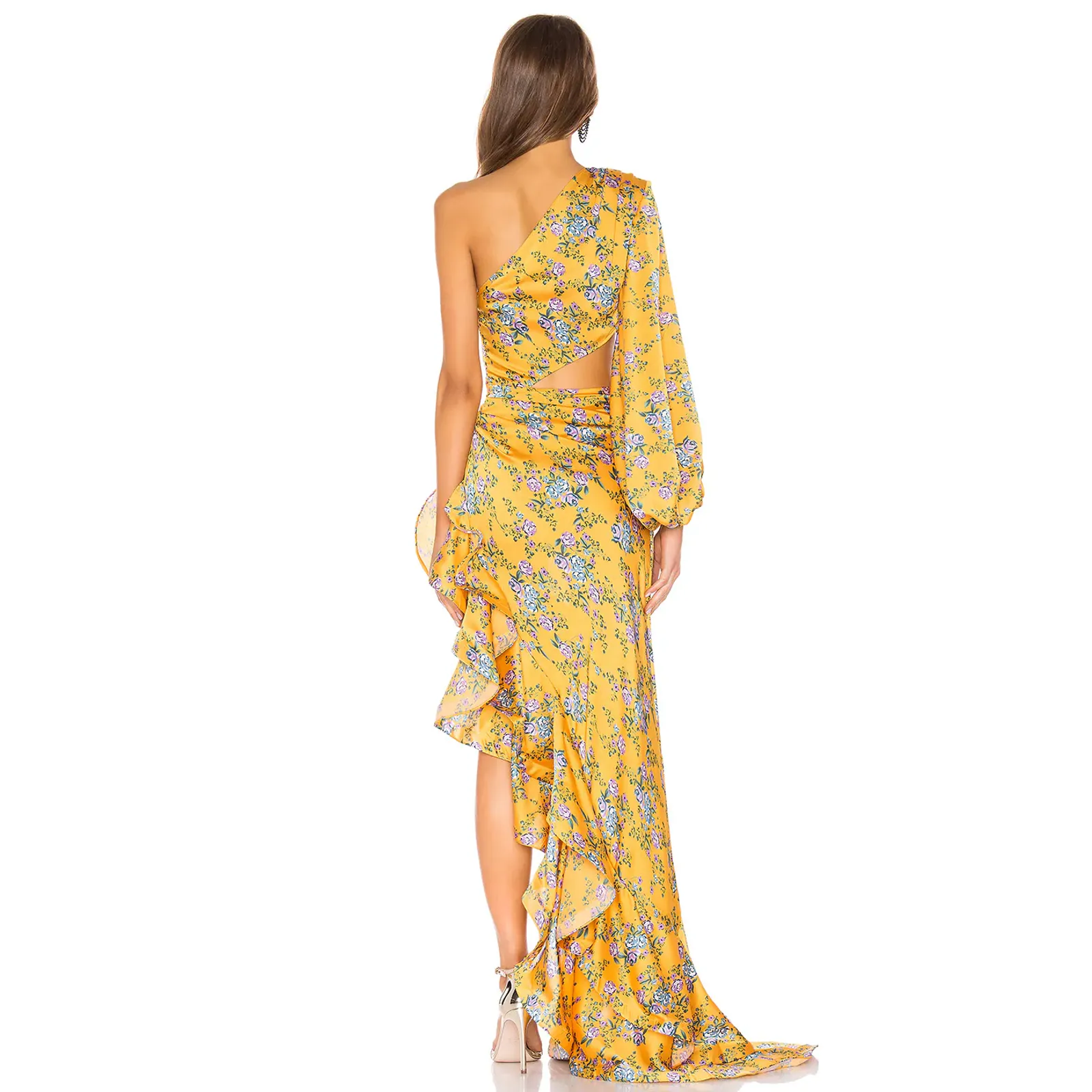 Bronx & Banco Hanna Asymmetrical One Shoulder Ruffle Maxi Gown Yellow Women's 4 - Image 2