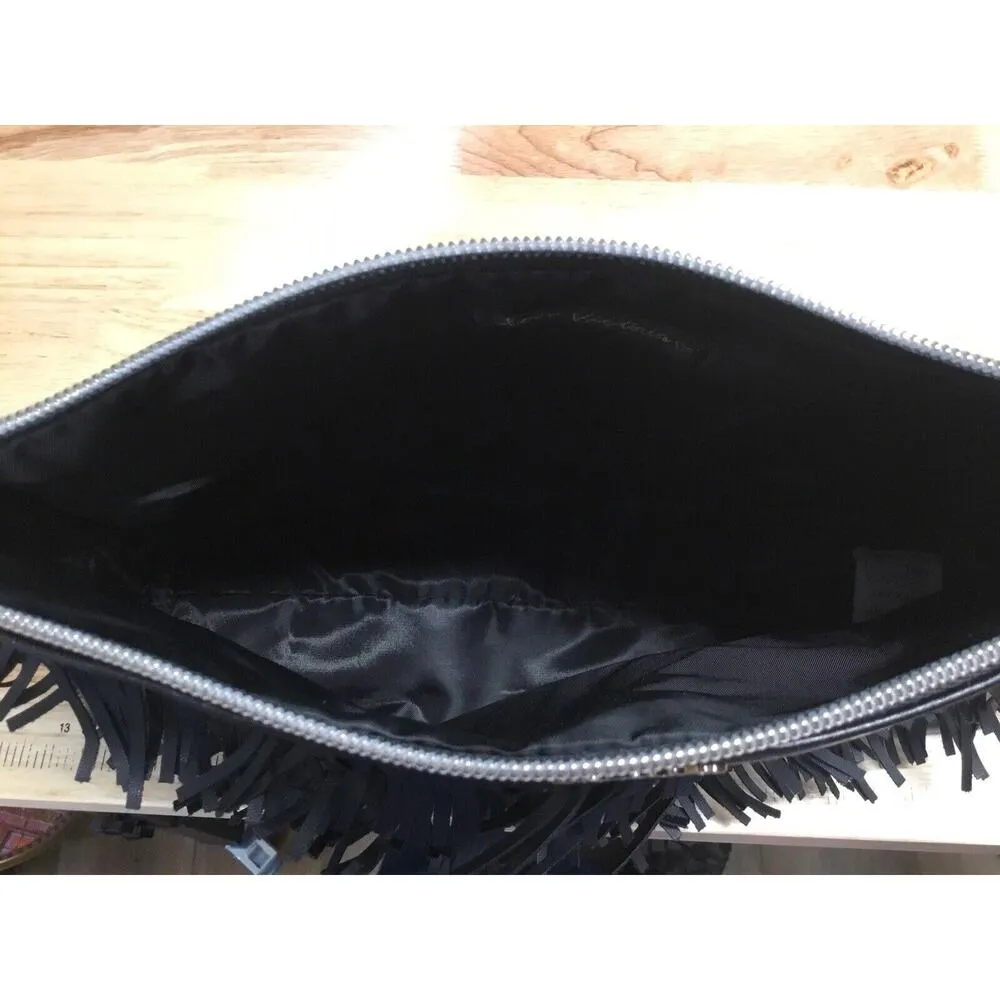 Victoria's Secret Black On The Fringe Night Out VS Clutch Purse Wallet Bag - Image 6
