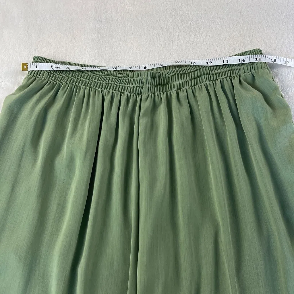 Vtg Roamans Wide Leg Pull On Pants Size 6 Womens Green Elastic Waist High Rise - Image 7