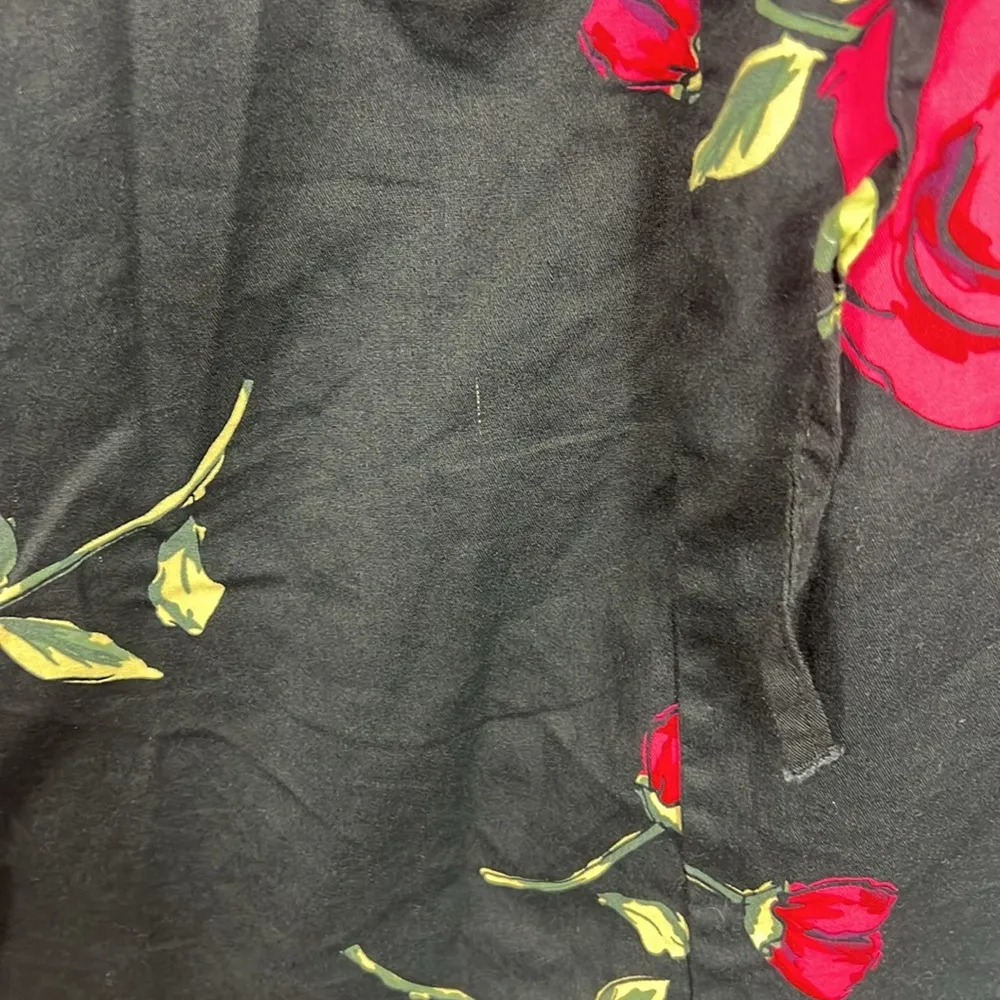 Topdress Womens L Black Floral Halter Fit & Flare Dress Retro Rockabilly Pinup Size L - Image 6