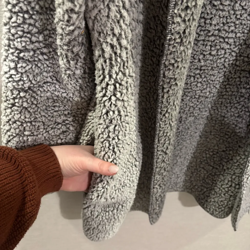 VS PINK Cozy Sherpa Open Hooded Cardigan Gray Size M/L - Image 3