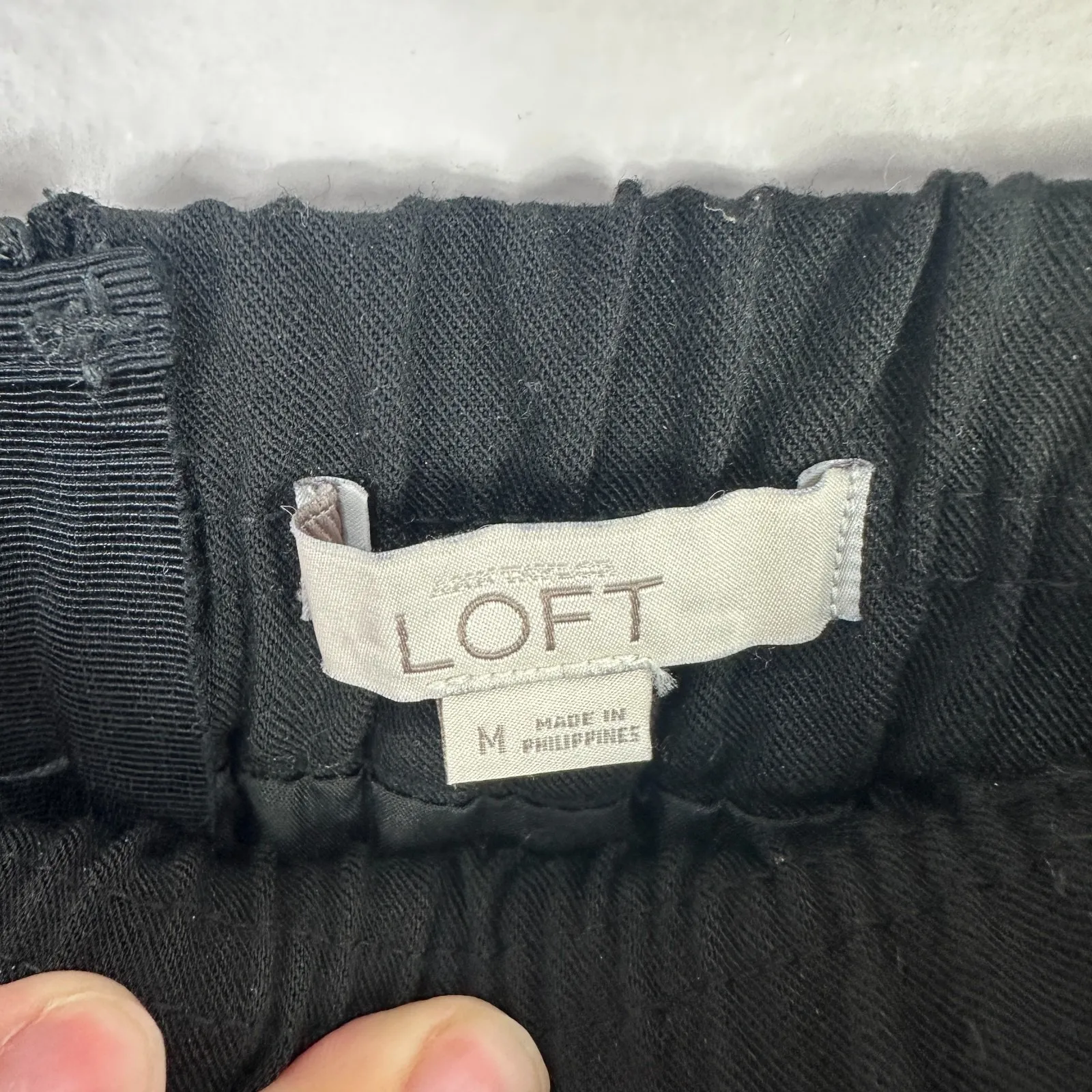 LOFT Skirt M Black Metallic Tweed Textured Stretch Waist Preppy Office Business‎ - Image 4