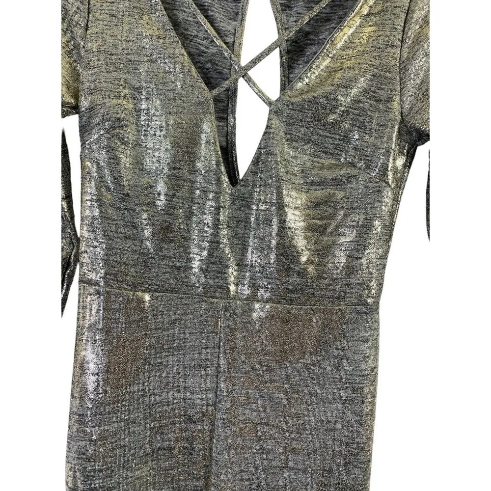 Charlotte Russe Women's Metallic Silver Romper - Image 5