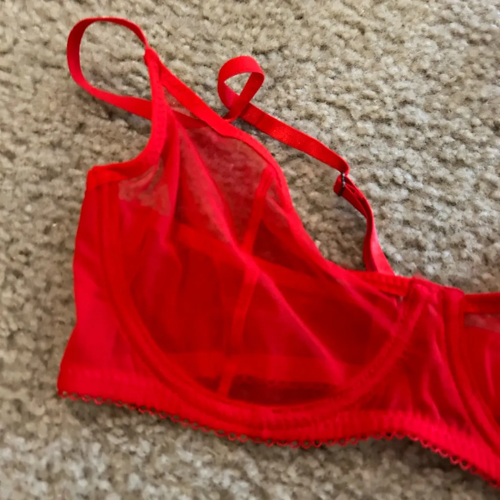 Bra see Thru Lingerie Red Large - Image 2