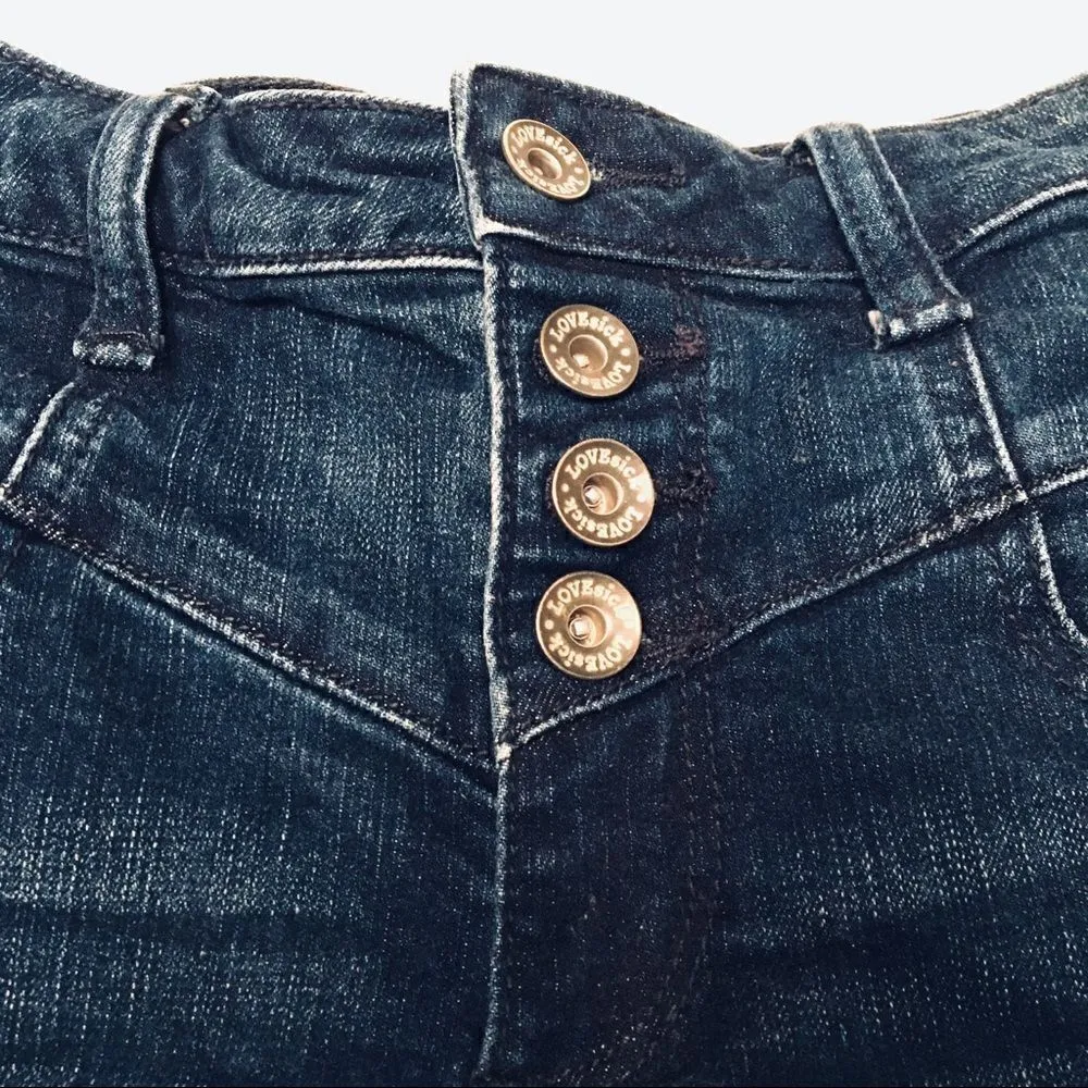 Lovesick high waisted hi rise button fly shorts 1 Blue Size undefined - Image 4