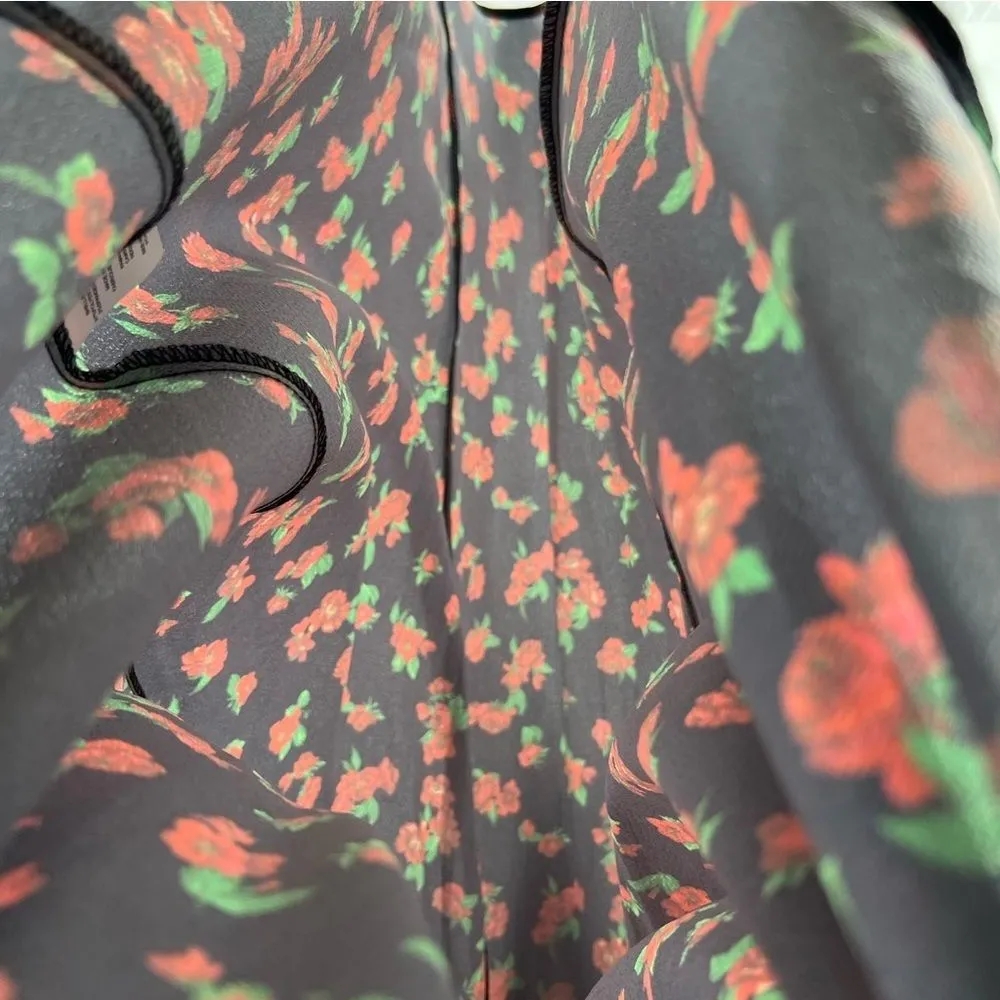 Fourteenth Place Romantic Floral‎ Sweatheart Puff Long Sleeve Tie Front Dress - Image 7