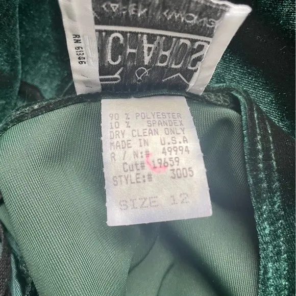 R&M Richards Women's Size 12 Vintage Pine Green Velour Tunic 90s Festive Holiday - Image 9