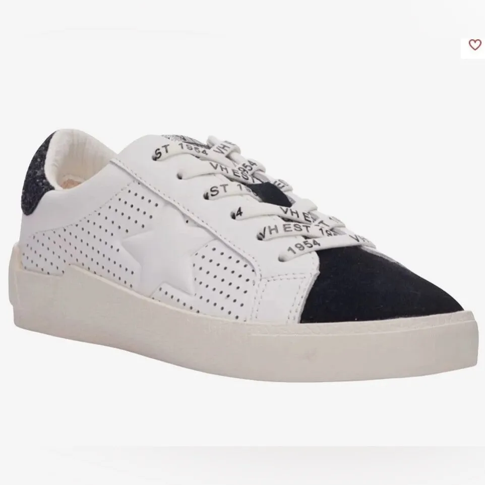 Vintage Havana White Star Black Suede Toe Sequin Heel Rollin 3 Sneakers Size 8.5 - Image 2