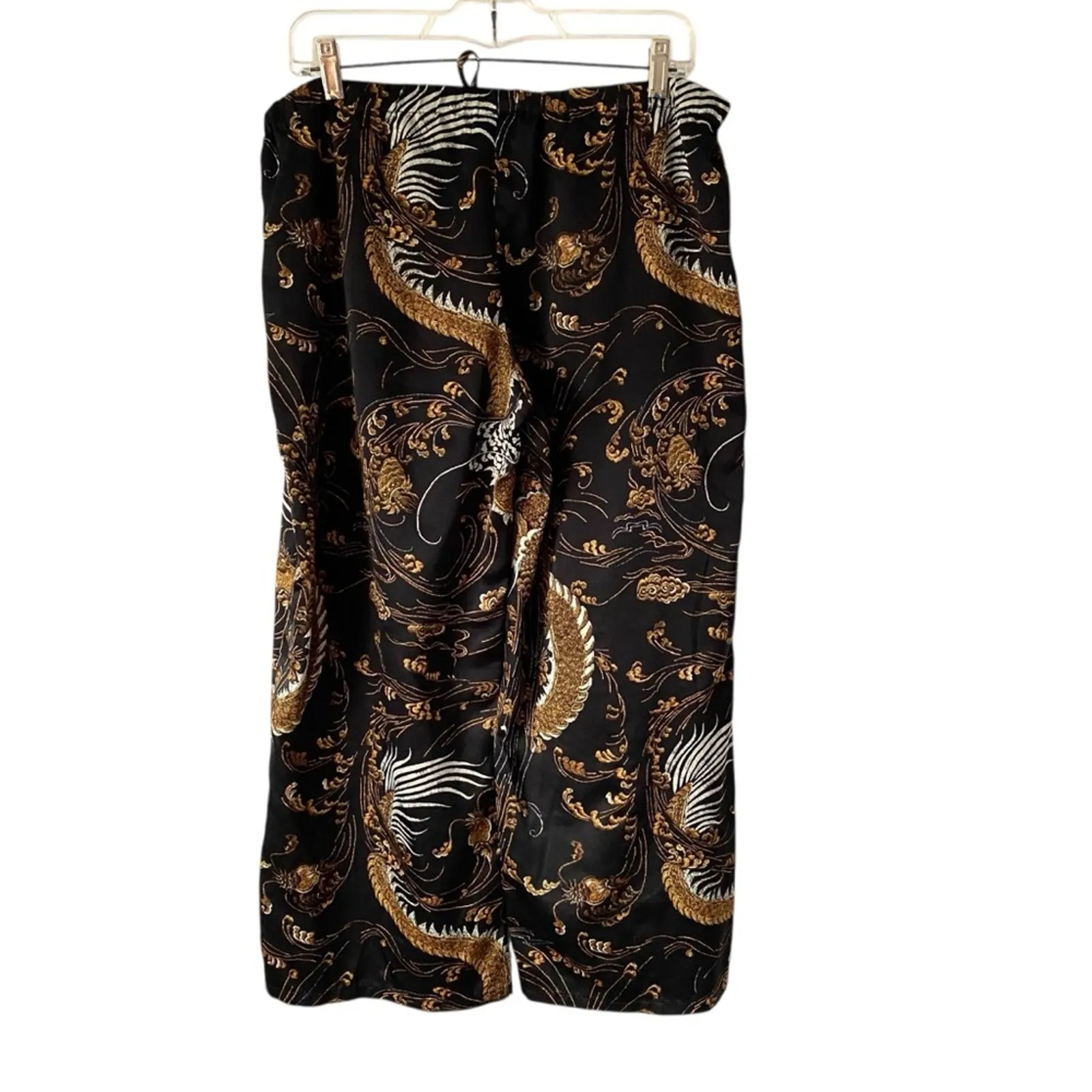 Natori Black Gold Print Drawstring Pajama Lounge Pants size large - Image 4