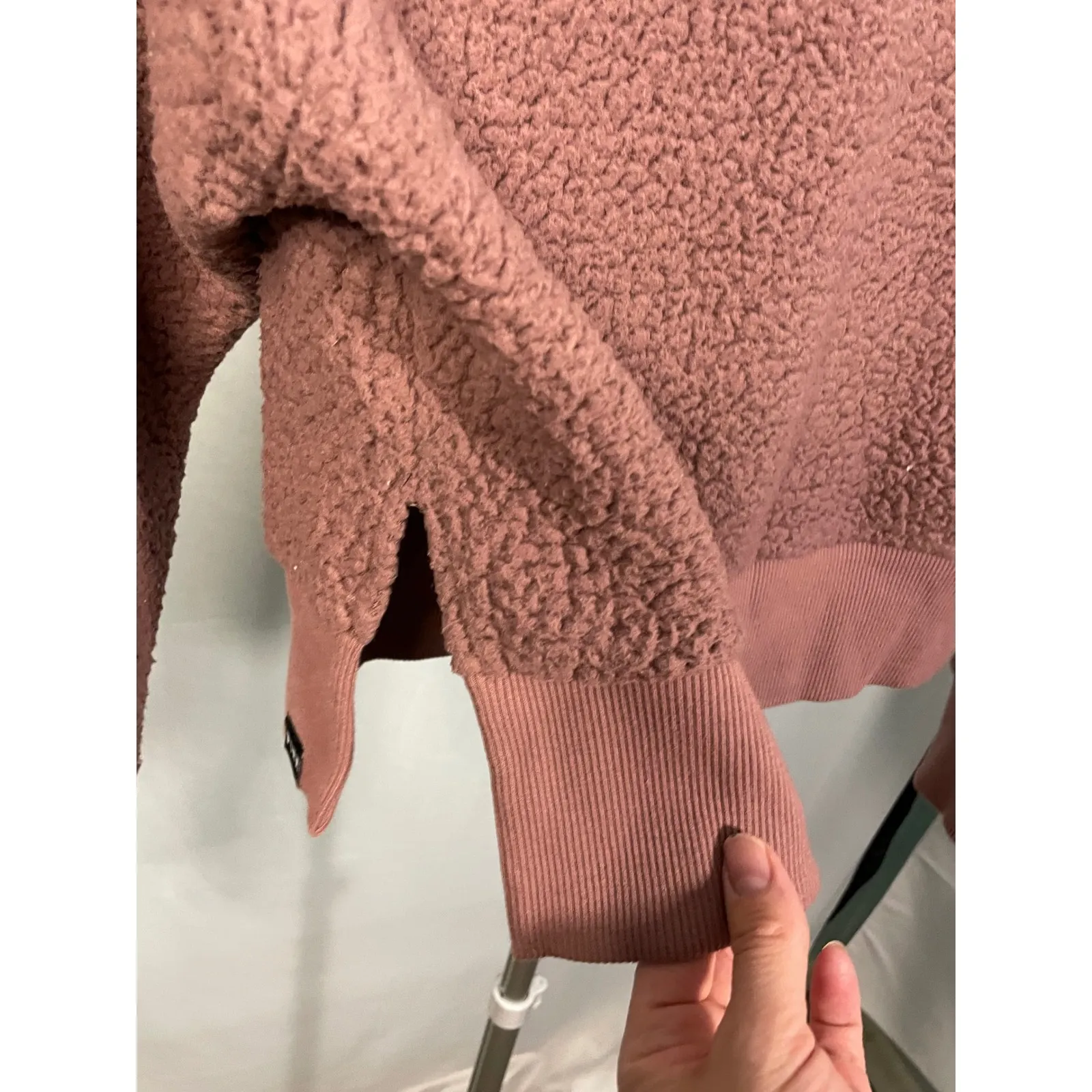 Victoria's Secret PINK Sherpa Fleece Quarter Zip Pullover Sweatshirt Cropped M Size M - Image 8