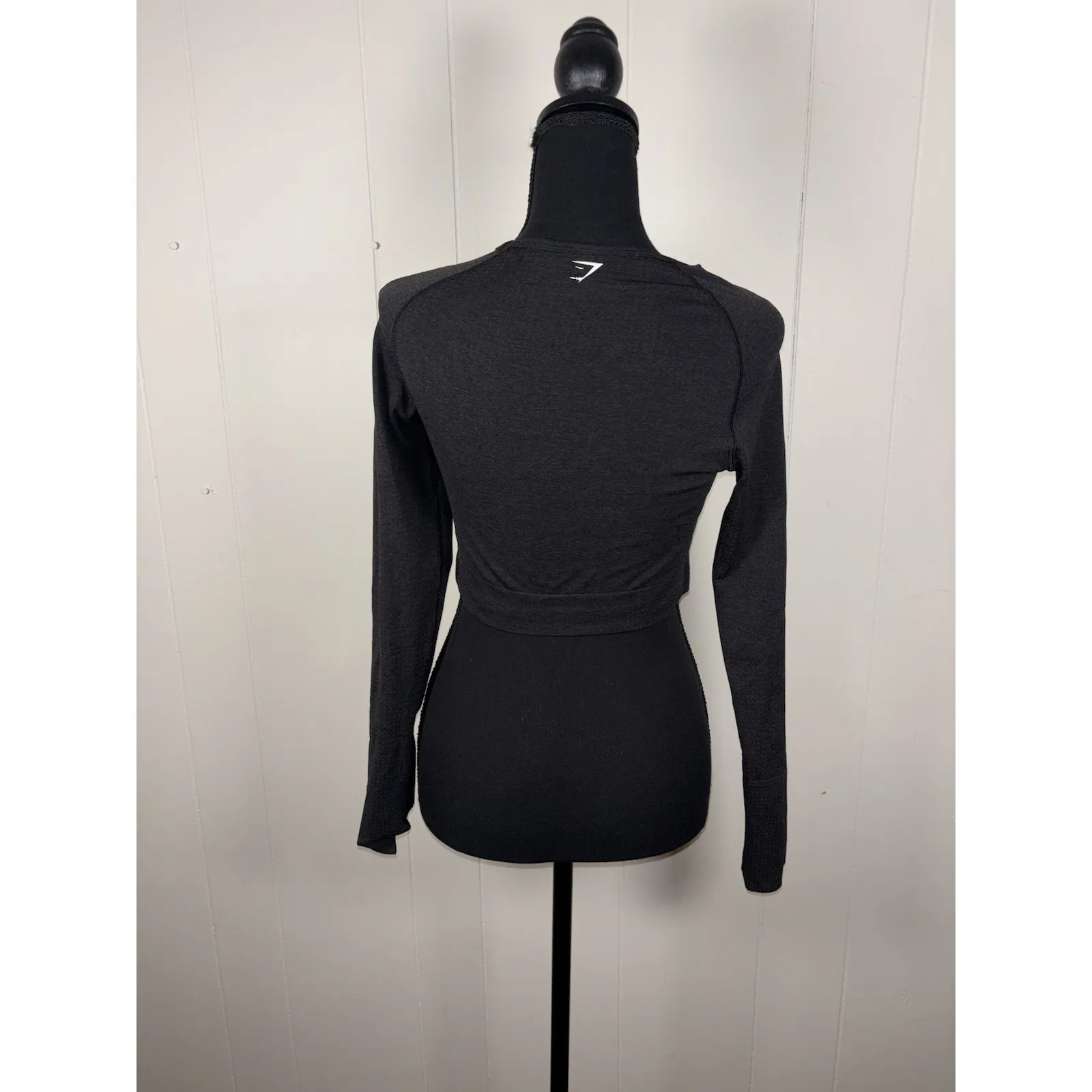 Gymshark Vital Seamless 2.0 Long Sleeve Crop Top Large Black Marl - Image 2