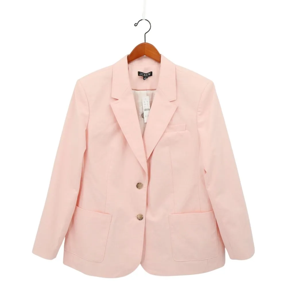 NWT J. Crew Relaxed Patch-pocket Blazer in Cotton Blend Delicate Bloom Pink 14 - Image 2