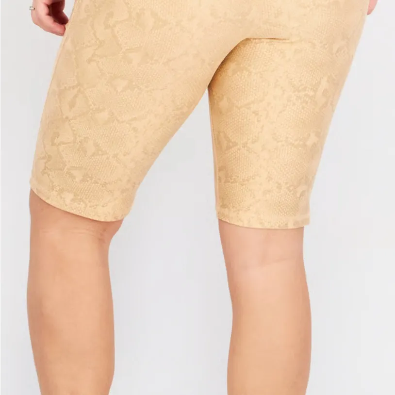 Electric Yoga Python Biker Shorts Nude Beige Stretch High Rise Women Small NEW - Image 3