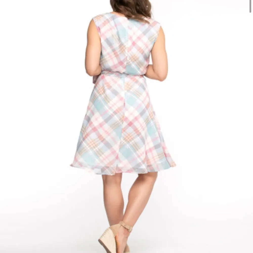 Lauren Ralph Lauren Vilodie Chiffon Plaid Wear to Work Dress Size 18W‎ NWT - Image 3