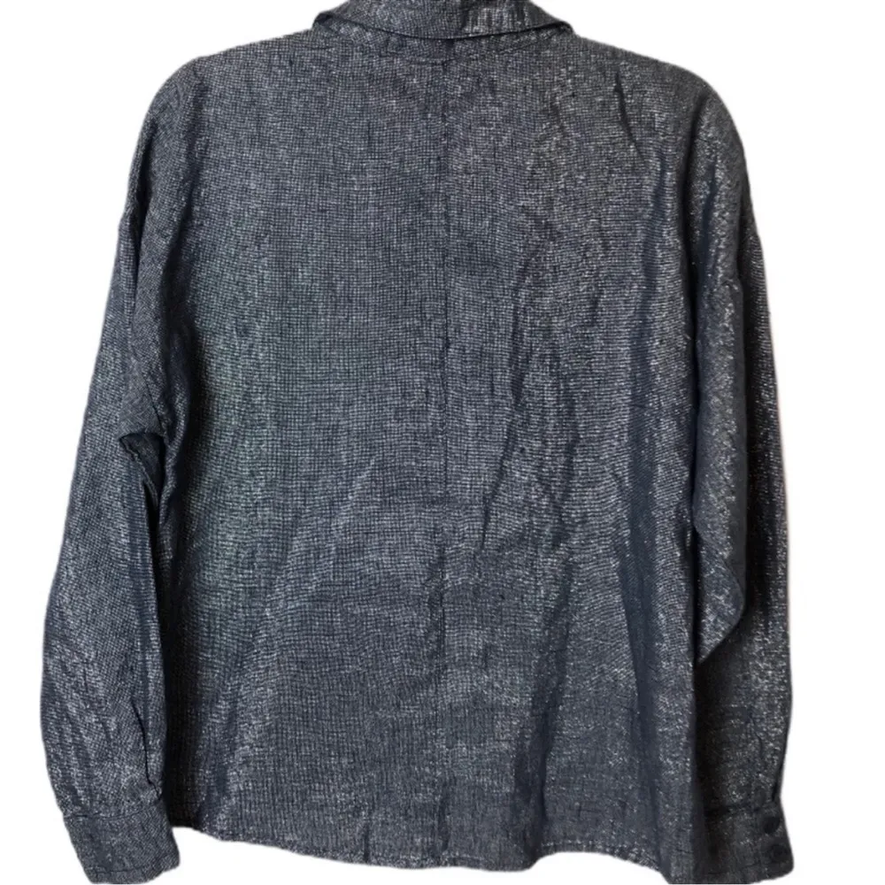 Flax lagenlook blue and silver linen/cotton button front top New With Tags - Image 3