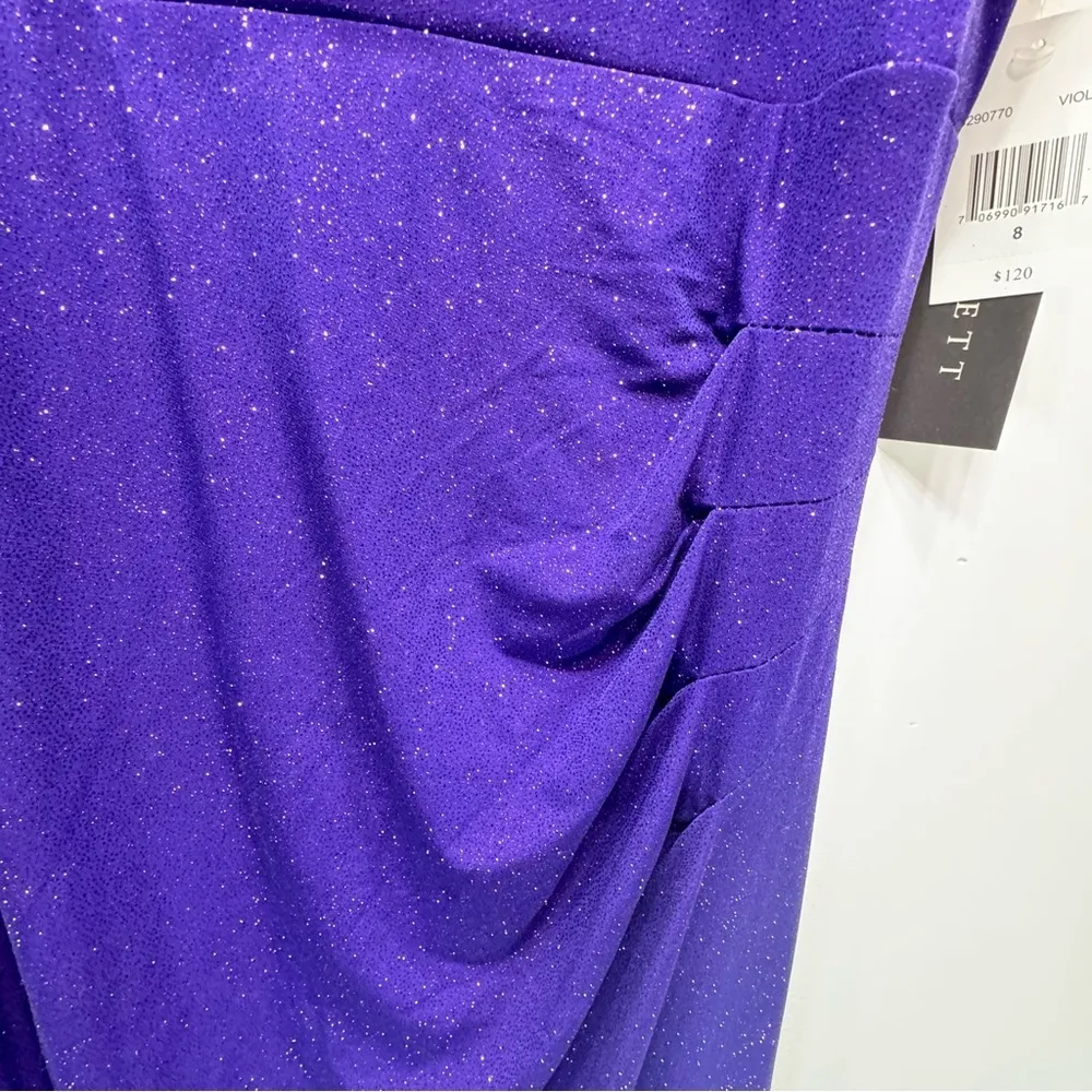 Glitter Purple Floor Length Formal Evening Gown Rhinestone Straps by Scarlett - Image 12