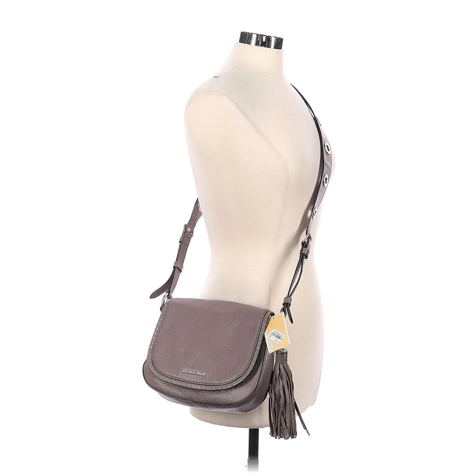 MICHAEL KORS Brooklyn Cinder Leather Medium Saddle Shoulder Bag - Image 2