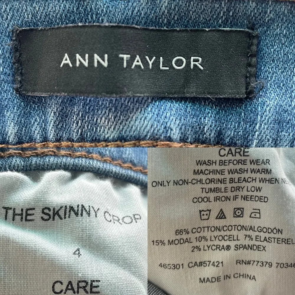 Ann Taylor Womens Jeans Demim Blue Bow Tie Ankle Skinny Crop 4 - Image 11