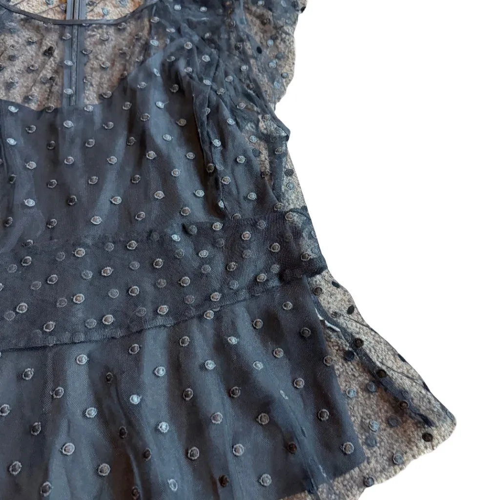 J. Crew Cap Sleeve Peplum Top Chiffon Blouse Shirt Polka Dot Size 8 Women's - Image 9