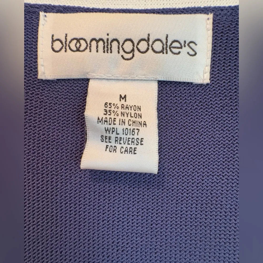 Bloomingdale’s Blue Rayon Knit Front Button Cardigan Women’s Medium. - Image 7