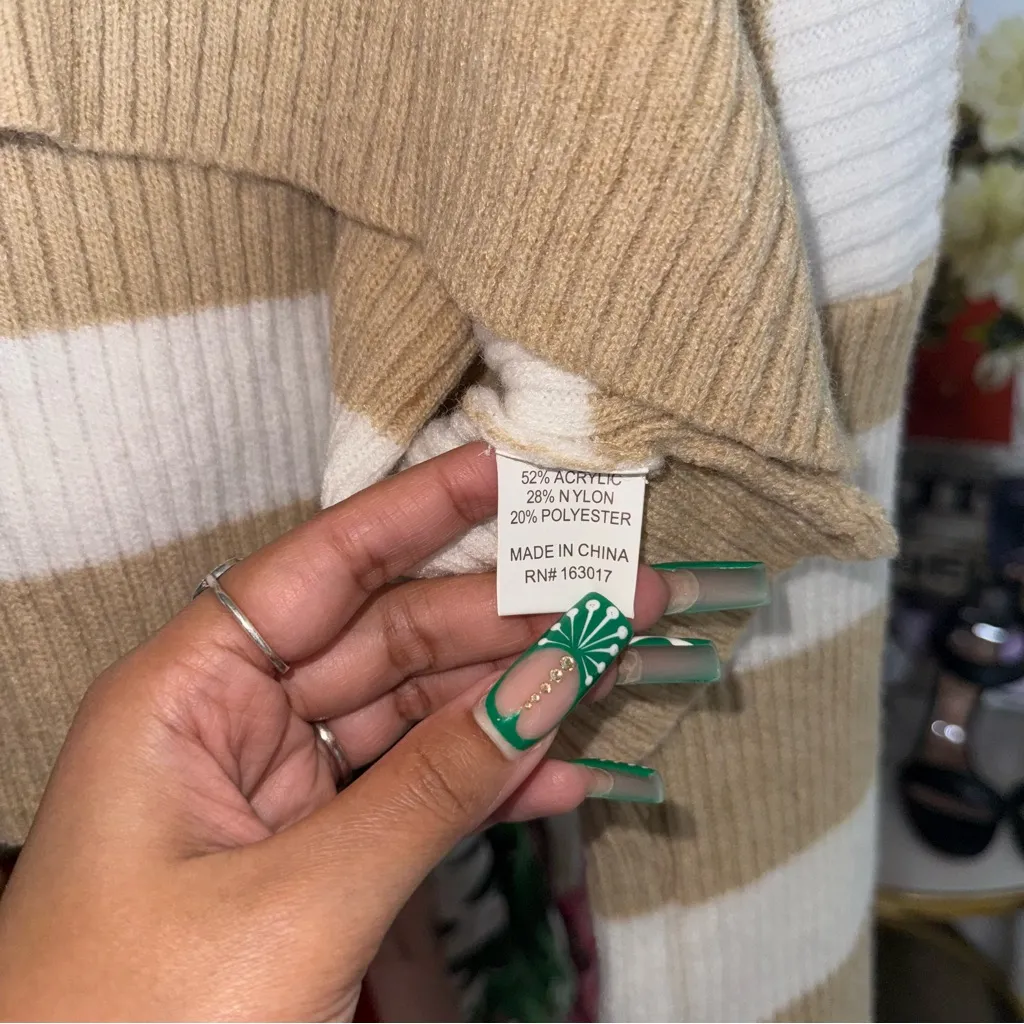 Princess Polly Benson Cropped Sweater in Beige White New NWT - Image 10