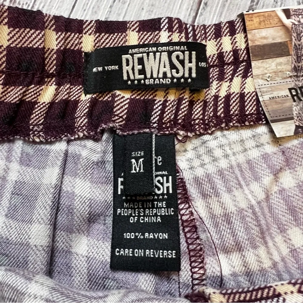 Rewash Burgundy Plaid Fashion Wide Leg Pants. Size Medium. NWT - Image 5