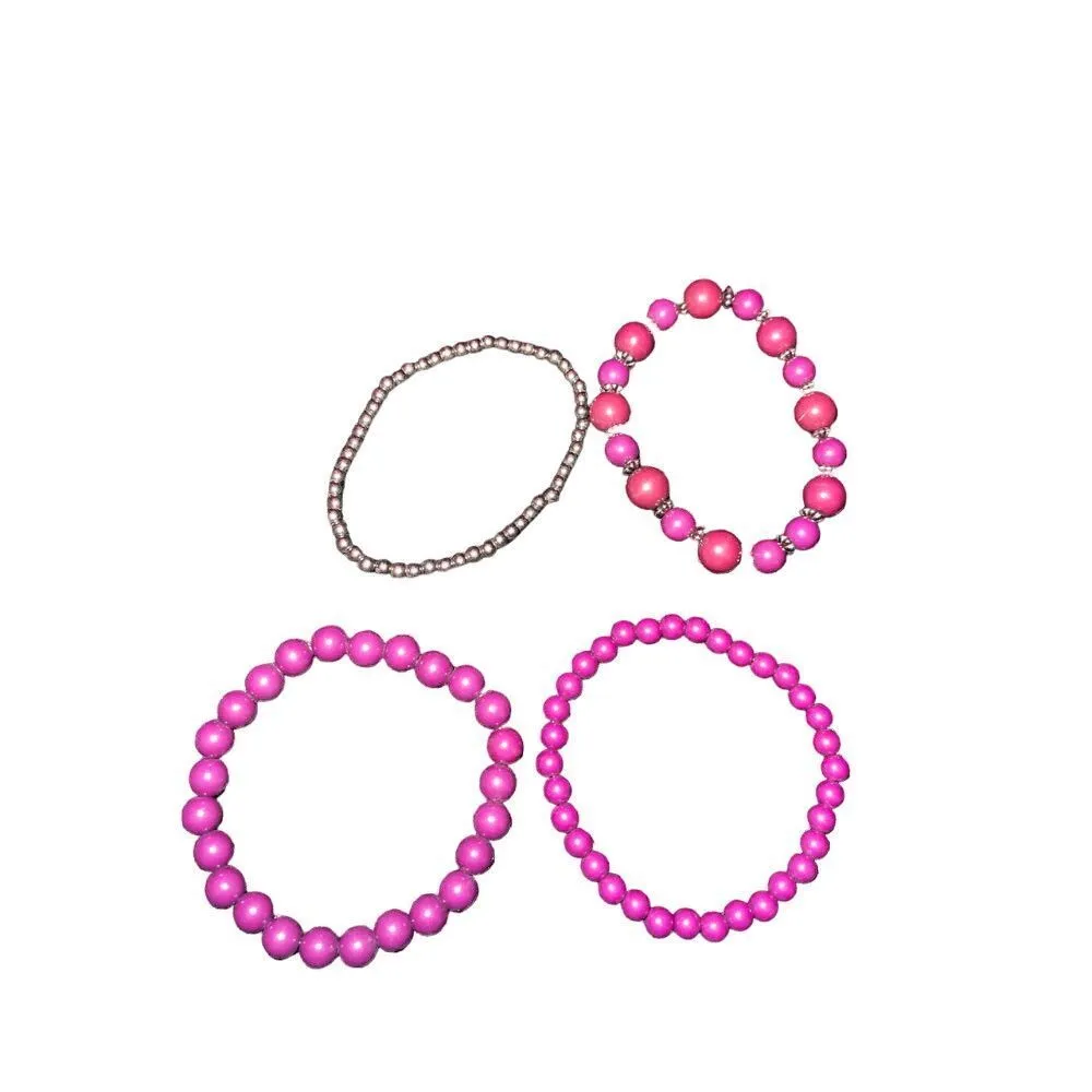 Vibrant Purple Beaded Bracelet Set  Elastic‎ Stretch Jewelry Accessories R-16 - Image 2