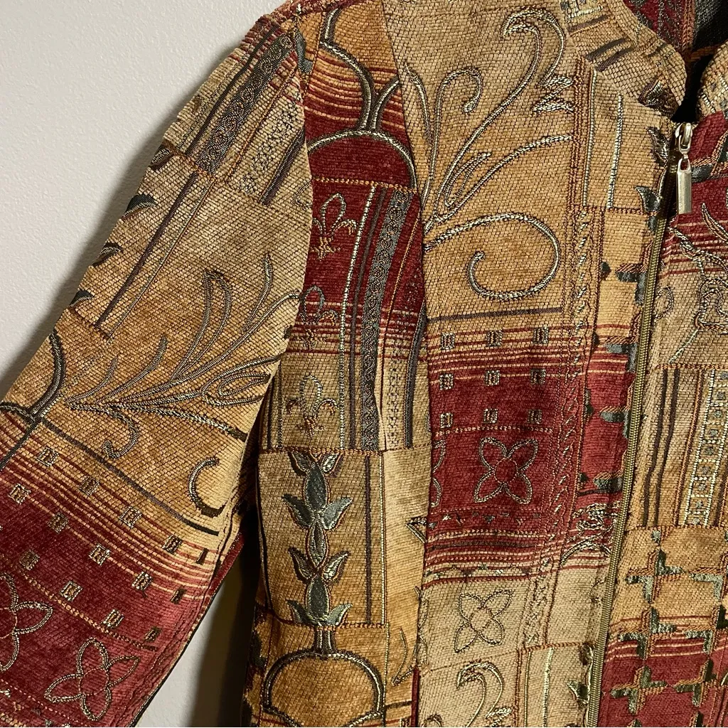 Dressbarn Embroidered Full Zip Unique Tapestry Jacket Women's XL - Image 4