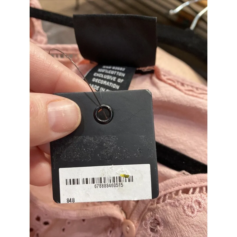 LIV Los Angeles Top Size L Pink Eyelet Boho (b30.1) Size L - Image 4