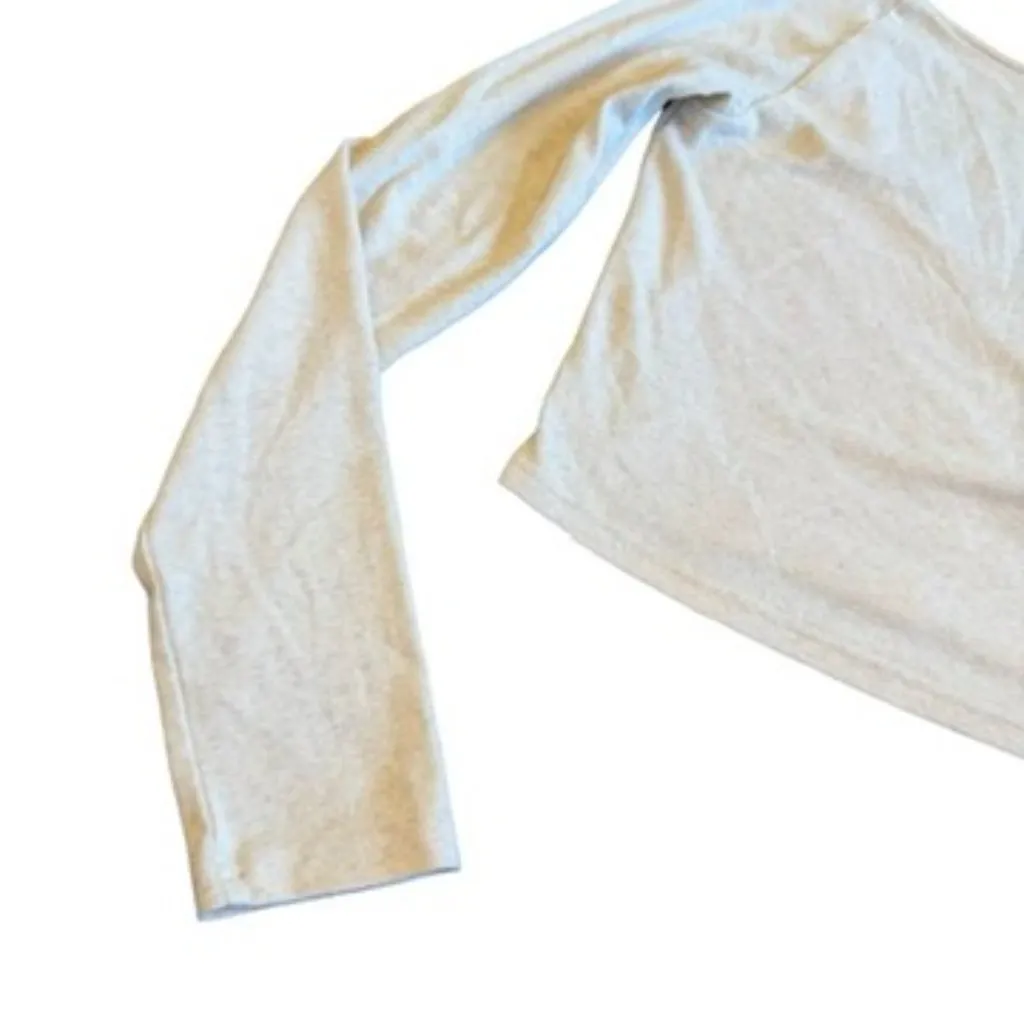 Aerie Cream Long Sleeve Scoop Neck Crop Top Blouse Shirt Stretch Size Small - Image 4