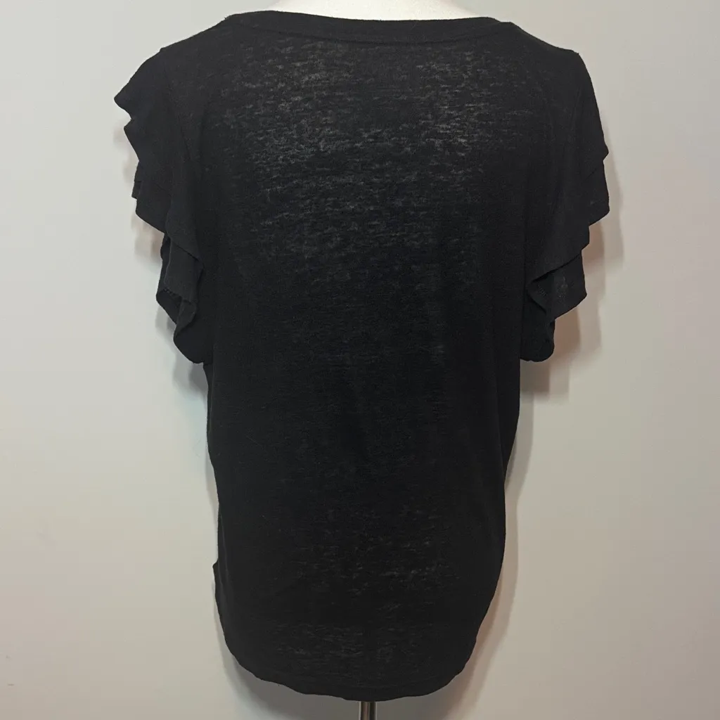 GAP Classic Black Flutter Short Sleeve Linen Blend Knit Top Women's Large Tall - Image 5