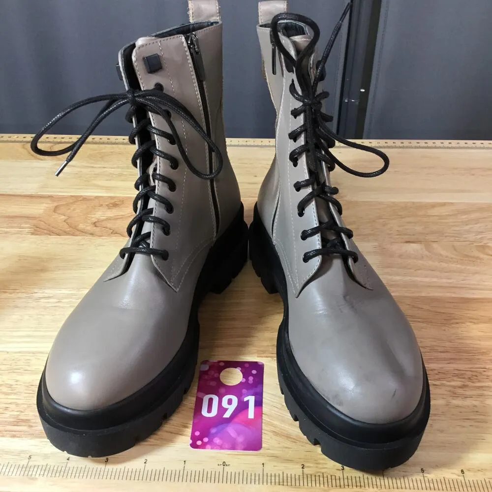 C La Canadienne Women's 7.5 Grey Italian Leather Lace - Image 2